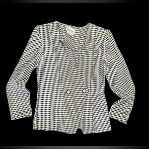 Vintage Byer Too! Women's Houndstooth Fitted Blazer Jacket Black & White Size 11
